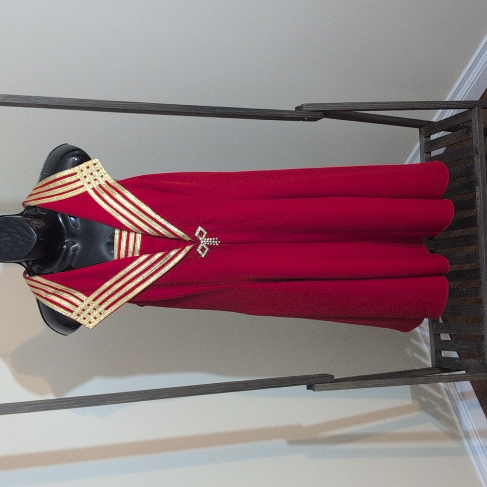 Dollar USA | Vintage Elegant Red and Gold Women's Dress Nautical Sailor Style - Picture 3 of 14